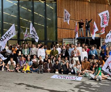 The photo shows the participants of the World Child Forum