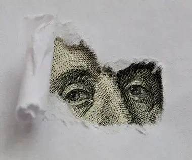 Solving financial challenges with interim management: The picture shows the head on a dollar bill.