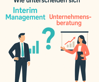 Alt tag: Symbolic image for the question "What is the difference between interim management and management consulting?"