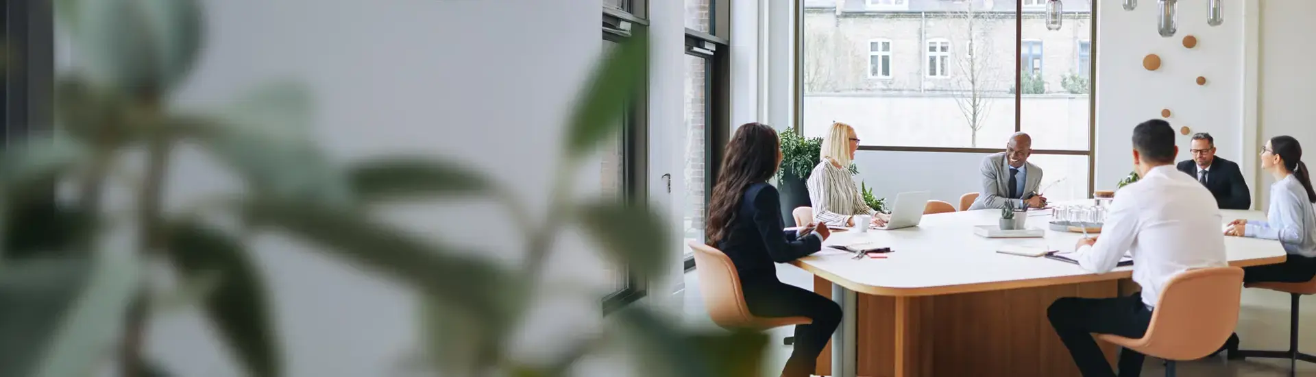 Interim Project Management Officer: The picture shows a project team at a meeting table.