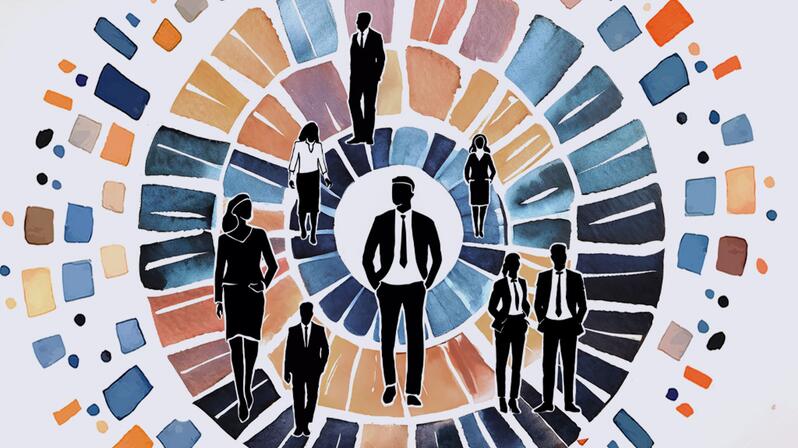 Connected Workforce: The graphic visualizes the concept of the Connected Workforce.