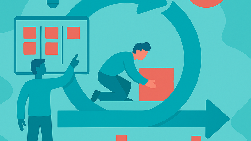 Agile project management: The image visualizes an iterative approach.