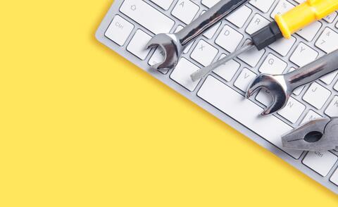 A keyboard as a symbol for the content of the page.