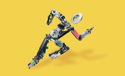 Symbolic image for optimizing the spare parts warehouse at an automotive supplier